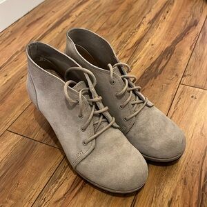 Clarks suede wedge booties